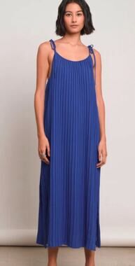ELEVEN SIX Simone Pleated Midi Dress Azul Blue XL/XXL NWT